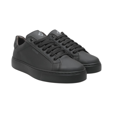 Exton 83 sneakers uomo in pelle gommata nero