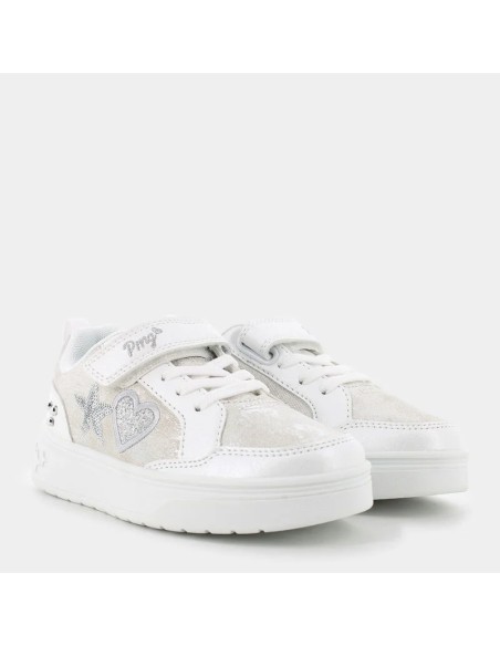 Primigi 6972100 sneakers bambina in nappa bianco lurex