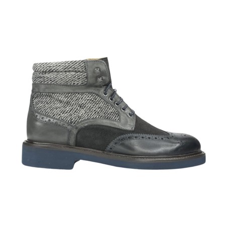 EXTON 448 stivaletti uomo in pelle blu e grigio