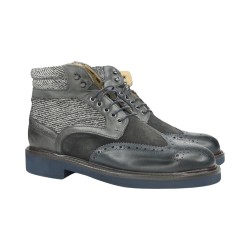 EXTON 448 stivaletti uomo in pelle blu e grigio 2