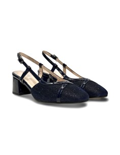 Sofia 714 sandali donna satinati in pelle/vernice blu