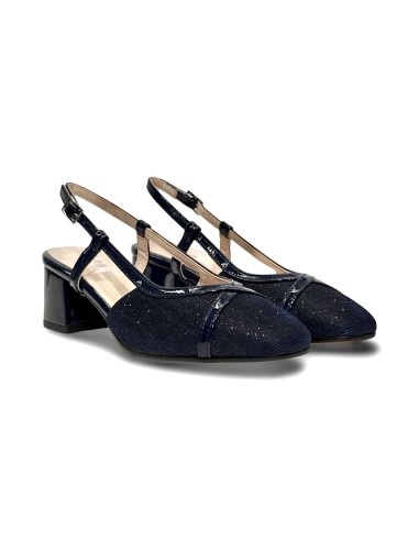 Sofia 714 sandali donna satinati in pelle/vernice blu