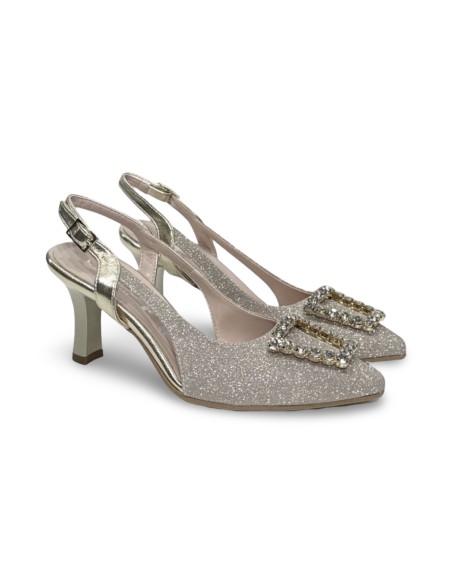 Sofia 8048 sandali donna in pelle satinato platino