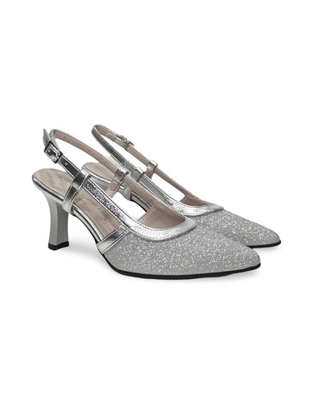 Sofia 8047 sandali donna satinati in pelle laminata argento