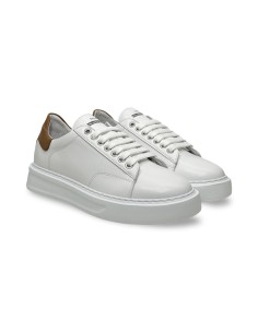 Exton 969 sneakers uomo in pelle bianco/cuoio