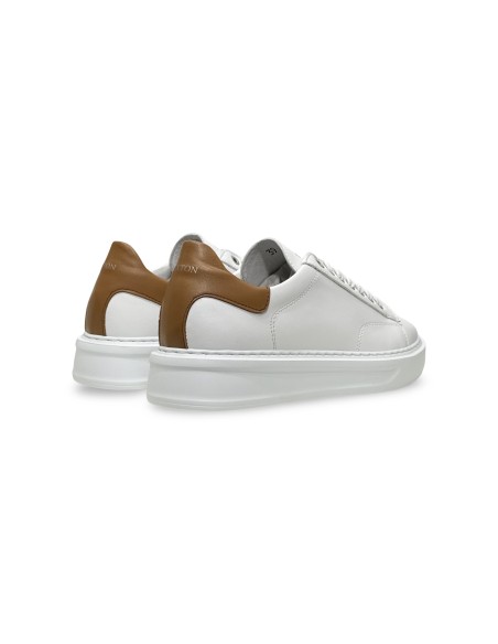 Exton 969 sneakers uomo in pelle bianco/cuoio