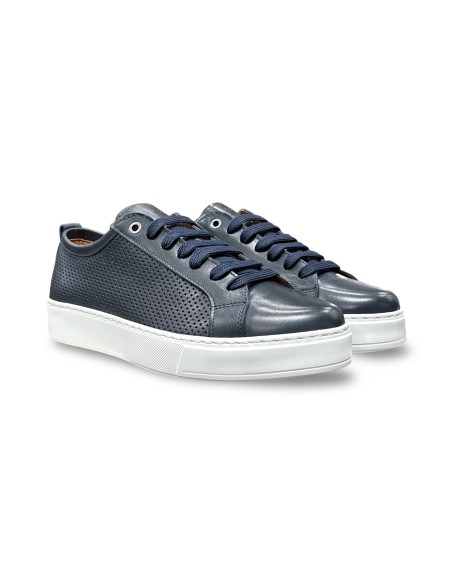Exton 565 sneakers uomo in pelle blu marino