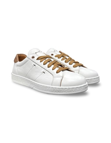 Exton 100 sneakers uomo in pelle di vitello bianco/cuoio