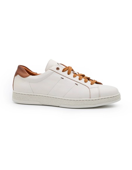 Exton 100 sneakers uomo in pelle di vitello bianco/cuoio