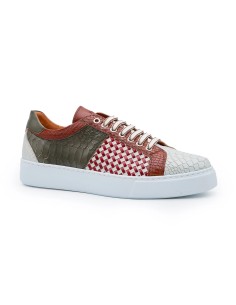 Exton 569 sneakers uomo in pelle stampato bianco/cuoio 2