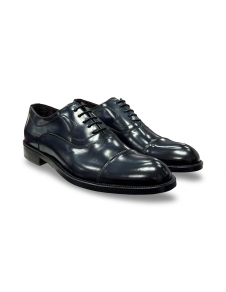 Exton 1371 scarpe classiche uomo in pelle abrasivato blu