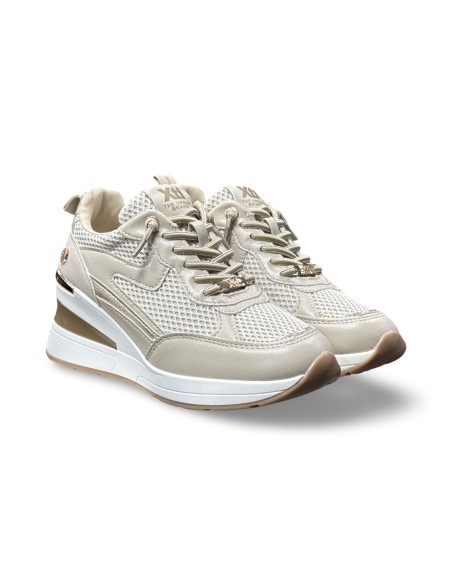 Xti 145101 sneakers donna in pelle/rete beige