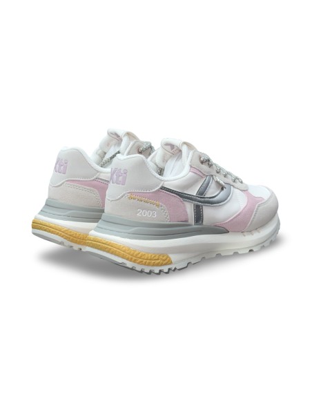 Xti 145405 sneakers donna in camoscio/tessuto grigio/bianco