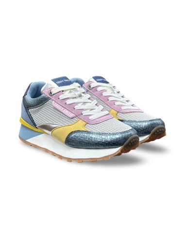 Teddy Smith 120141 sneakers donna in pelle/rete jeans multicolor
