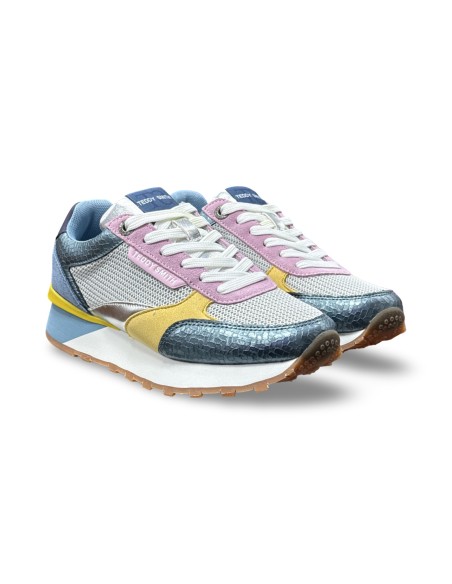 Teddy Smith 120141 sneakers donna in pelle/rete jeans multicolor