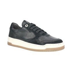 EXTON 457 sneakers uomo in vera pelle e camoscio nero 2
