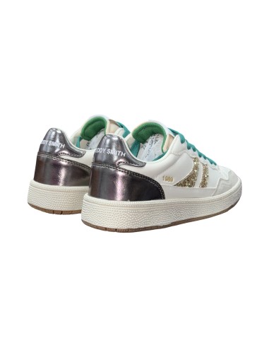 Teddy Smith 120598 sneakers donna in pelle/glitter bianco/oro