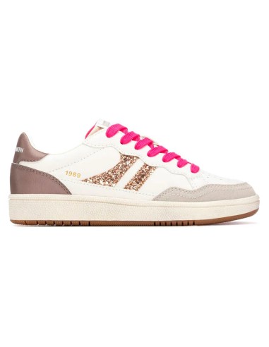 Teddy Smith 120598 sneakers donna in pelle/glitter bianco/oro/nude