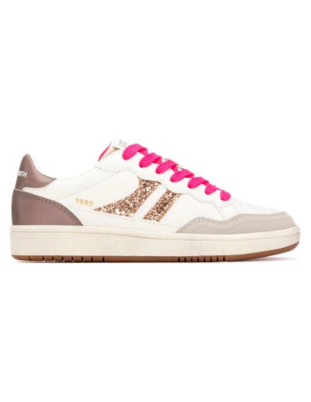 Teddy Smith 120598 sneakers donna in pelle/glitter bianco/oro/nude