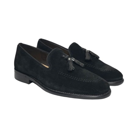 EXTON 164 mocassini uomo in camoscio nero