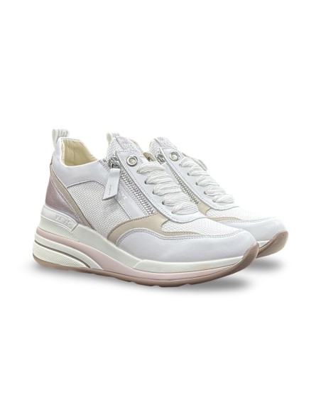 Keys K-11841 sneakers donna in pelle/rete laminato bianco/lilla
