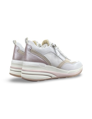 Keys K-11841 sneakers donna in pelle/rete laminato bianco/lilla