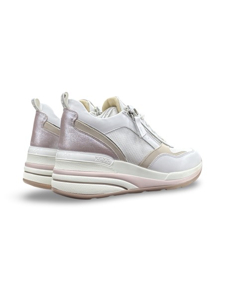 Keys K-11841 sneakers donna in pelle/rete laminato bianco/lilla