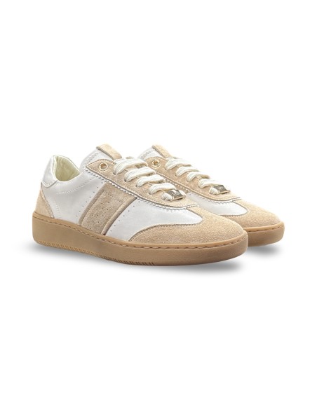 Keys K-11940 sneakers donna in pelle/camoscio beige/crema