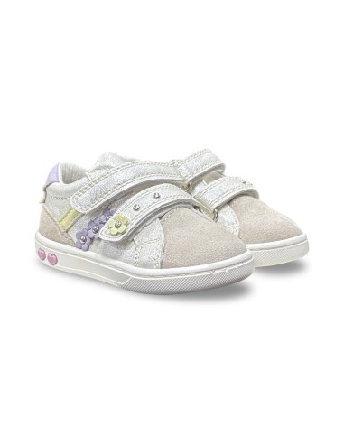 Primigi 1403000 sneakers bambina in pelle/camoscio bianco/perla/lilla