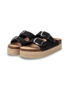 Refresh 172720 sandali donna in tessuto intrecciato nero