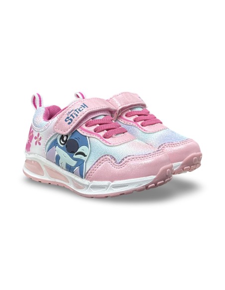 Disney Stitch D6020205T sneakers con luci bambina in pelle/tessuto rosa