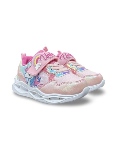 Unicorn S8010205T sneakers con luci bambina pelle/tessuto rosa