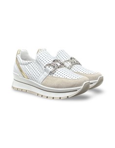 Igi&Co 1155933 slip on donna in pelle/camoscio bianco/beige/oro
