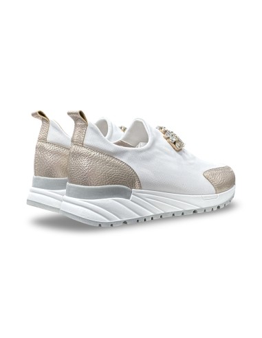 Donna Serena 7G5977DS slip on donna in tessuto/pelle bianco/platino