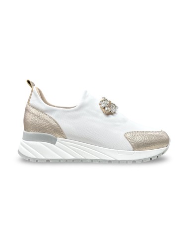 Donna Serena 7G5977DS slip on donna in tessuto/pelle bianco/platino