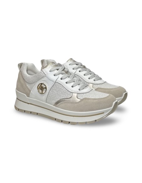 Igi&Co 7660511 sneakers donna in camoscio/pelle bianco/beige