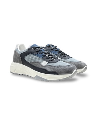 Igi&Co 1120011 sneakers uomo in camoscio/rete/pelle grigio/blu