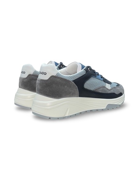 Igi&Co 1120011 sneakers uomo in camoscio/rete/pelle grigio/blu