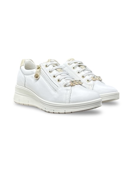 Enval Soft 1258011 sneakers donna in nappa soft bianco/platino