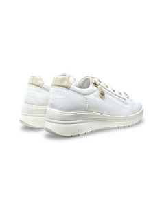 Enval Soft 1258011 sneakers donna in nappa soft bianco/platino 2
