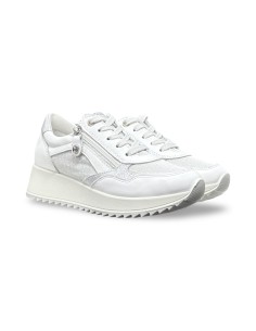 Enval Soft 1275011 sneakers donna in nappa/laminato/tessuto bianco/perla