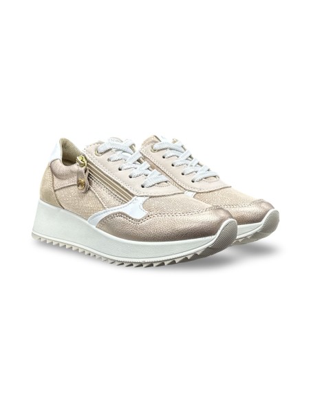 Enval Soft 1275033 sneakers donna in pelle/camoscio/tessuto champagne
