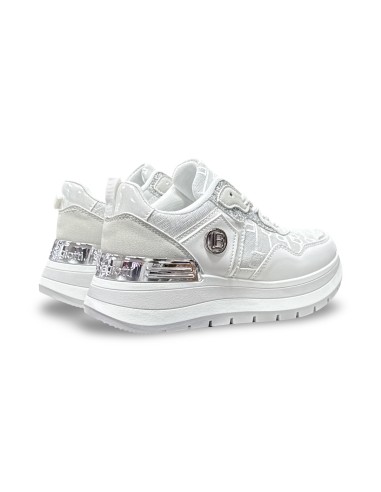 Laura Biagiotti 9631 sneakers donna in pelle/tessuto/glitter bianco/argento
