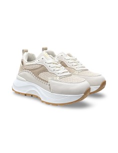 Laura Biagiotti 9645 sneakers donna in pelle/raffia avorio/platino