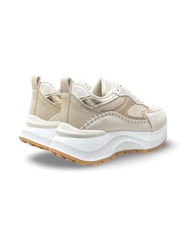 Laura Biagiotti 9645 sneakers donna in pelle/raffia avorio/platino