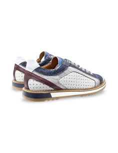 Exton 9512 sneakers uomo in pelle bianco/jeans/grigio/vino 2