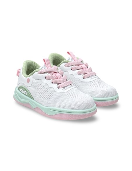 Primigi 1448711 sneakers bambina in tessuto bianco/verde/rosa