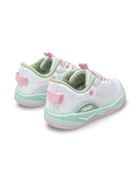 Primigi 1448711 sneakers bambina in tessuto bianco/verde/rosa