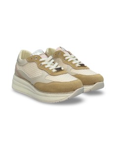 Keys K-11892 sneakers donna in pelle/camoscio/tessuto beige/cipria