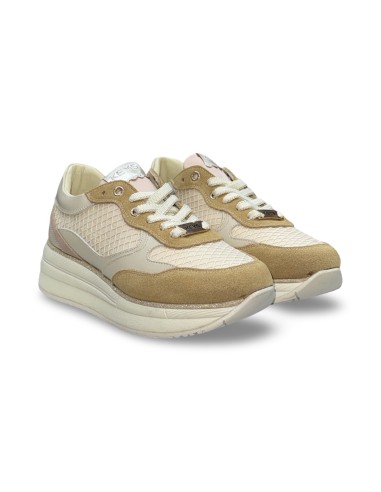 Keys K-11892 sneakers donna in pelle/camoscio/tessuto beige/cipria